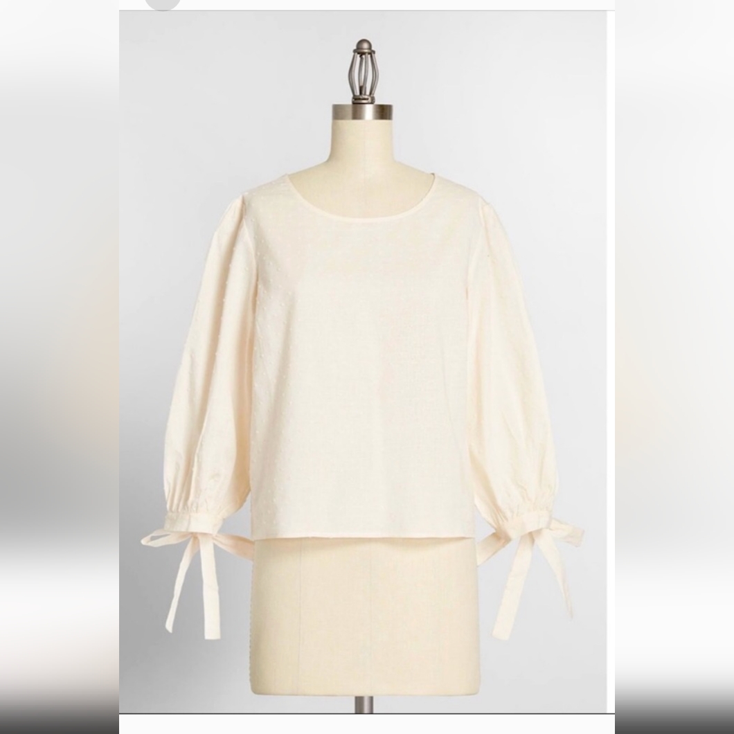 Modcloth X Princess Highway Cream 3/4 Sleeve Blouse